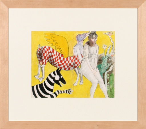 [11210010] Vrouw met paard en zebra